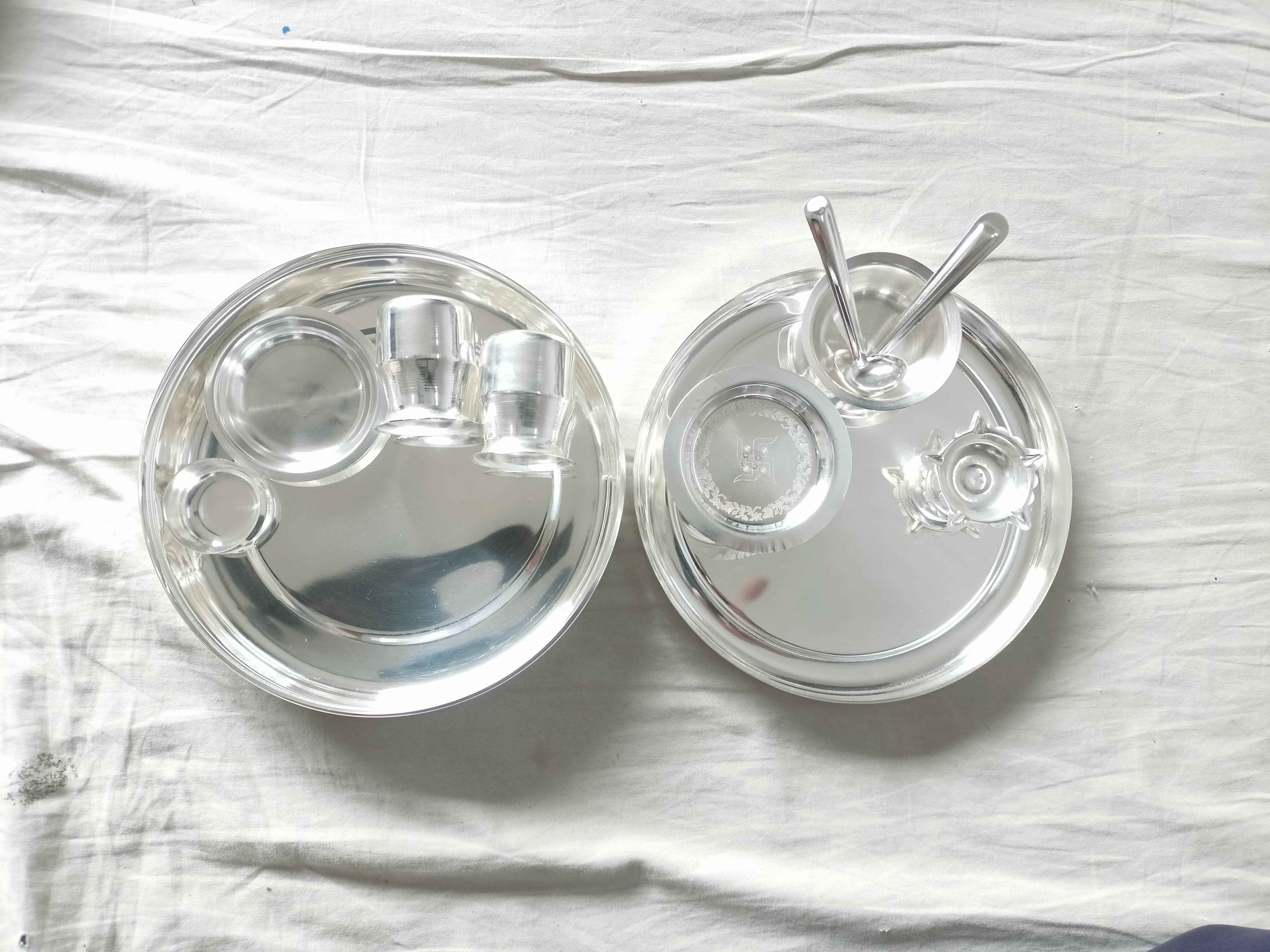 Silver-plated Jain Pooja Thali set - Image 5